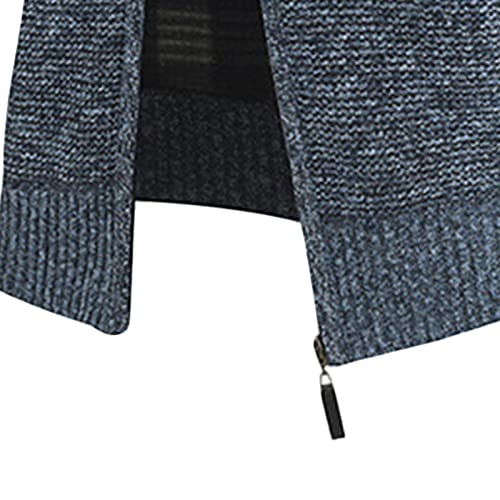 Машко Редовно Вклопување Плетен Целосен Патент Кардиган Тенок Фит Дебел Блок Во Боја Џемпер Руно Топли Зимски Џемпери Надворешна Облека
