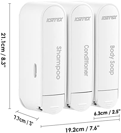 Кситекс Сапун Диспензерот Бања, Шампон Диспензерот За Туш Ѕид, Тело Миење Диспензерот Постави 3 Комора Бела
