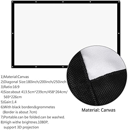 Екран за проектор на проекторот GPPZM 300 инчи 16: 9 преклопен преносен екран платно Мет Вајт за домашен филм Wallид монтиран