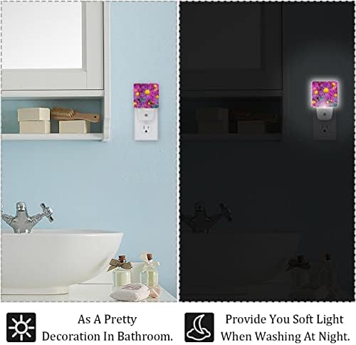 Purple Aster LED ноќно светло, детски ноќни светла за приклучок за спална соба во wallидна ноќна ламба прилагодлива осветлување за