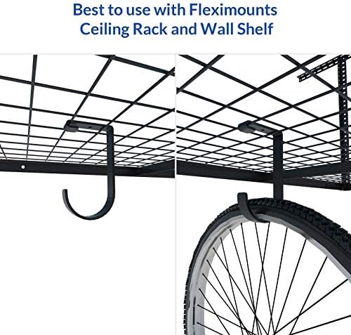 FLEXIMOUNTS 4-Пакет Додаток За Складирање Рамна Кука Додаток За Решетка За Складирање Гаражни Тавани И Ѕидни Полици, Црно