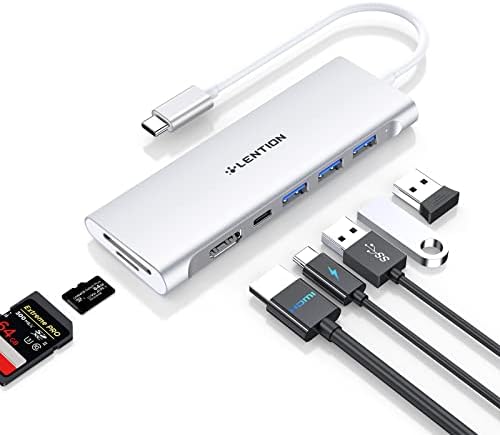 LENTION USB C Multiport Hub СО 4K HDMI, 3 USB 3.0, Sd/Micro SD Читач На Картички, 100w PD Компатибилен 2023- MacBook Pro, New