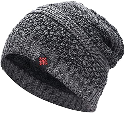 Трендовски плетен грав капа за жени Чунки топло акрилно череп капаче меко истегнување плетено зимски ски -капи за унисекс возрасни