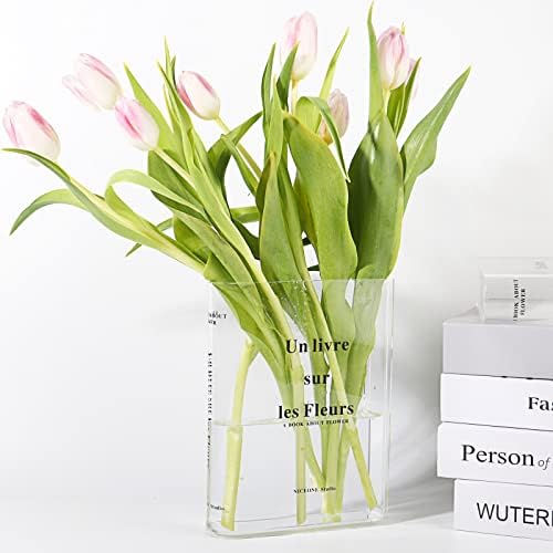 Daizysight чиста книга вазна за цвеќиња естетски декор на простории, уникатна акрилна вазна за домашен декор, уметнички и културен
