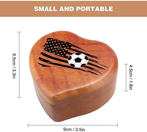 Фудбал САД знаме Дрвена музичка кутија за ветровито во форма на срце во форма на печатени музички кутии за роденден на годишнината од в Valentубените