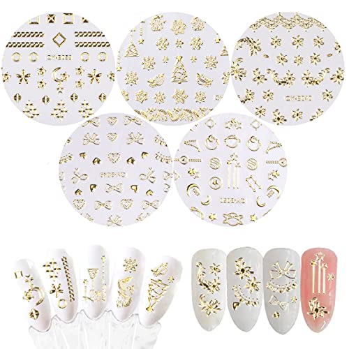 Луксузни налепници за нокти, златни декорации за нокти, 3Д налепници за златни нокти, 20 листови налепници за нокти за лажен