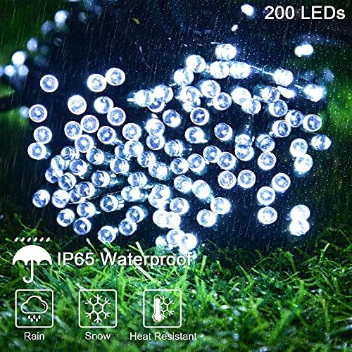 СОЛАРНИ СВЕТНИ СВЕТИ 72FT 200 LED соларни/USB напојувани водоотпорни самовила светла со 8 режими и далечински за надворешна градина за забава