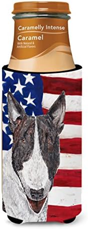 Богатствата НА КАРОЛИНА SC9519MUK Bull Terrier Со Американско Знаме Ултра Гушкач За Тенки лименки, Може Ладилник Ракав Гушкач Машина