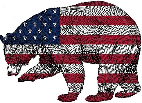 Rogue River Tactical 4x Bear Hunter Decal налепница Силуета Американско знаме САД Големо 4x4 инчи патриотски деклариран автоматски браник налепница