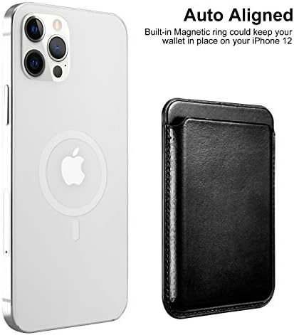 Кожен паричник на iCarer компатибилен за Apple Magsafe, оригинална кожа [RFID] држач за магнетна картичка до 3 картички за модел на