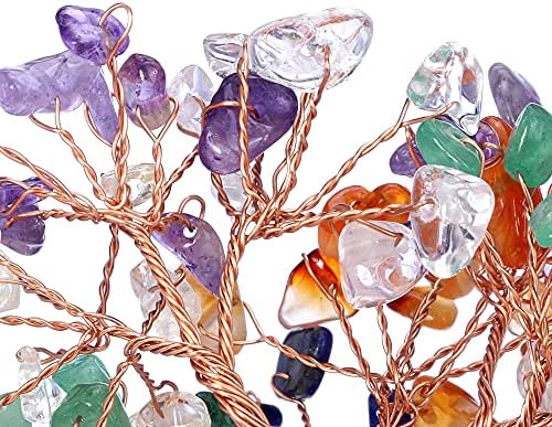 Врвен пакет Плаза - 2 артикли: 7 чакра кристали заздравување кристални камења завиткани на природна сурова флуоритска камена база бакар пари од дрво и мушка чакра на