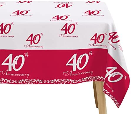 Apowbls 40 -годишнина од свадбата на свадбата на свадбата - За еднократна употреба Руби 40 -годишнината украси за украси, насловна табела,