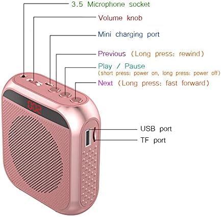 CXDTBH Преносен гласовен засилувач Мегафон засилувач со жичен звучник за звучни звучни звуци USB и TF MP3 Обука за наставници