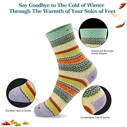 МАРЕКО Женски Зимски Чорапи Кутија За Подароци Со Слободна Големина Густа Волна Меки Топли Секојдневни Чорапи За Жени Чорапи Божиќни
