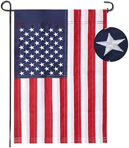 Freefy American Garden Flage 12 x 18 инчи, везени starsвезди, издржлива најлон на отворено, САД Residentialyardgarden Decor, знаме на