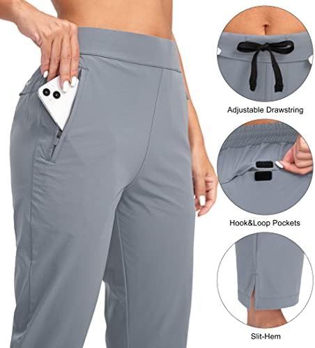 G Постепени женски голф панталони со џебови од патент се повлекуваат на лесни панталони за суви глуждови за жени кои патуваат