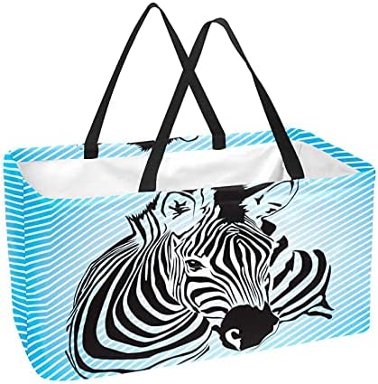 50L купувачи торби зебра сина склоплива кутија за намирници торба со рачки, еднократно