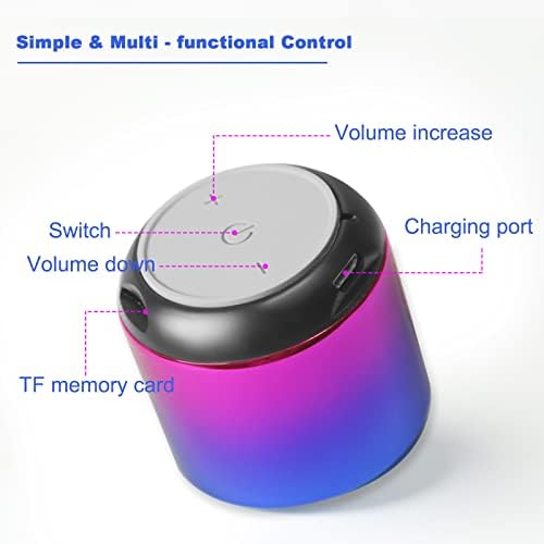 Мал Bluetooth звучник на Bluetooth, мал безжичен Bluetooth звучник, мини засилен бас разнобоен метал куќиште вграден во микрофон, ТФ картичка