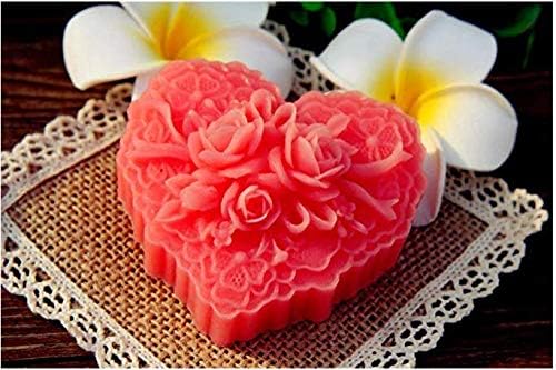 Одлична мувла убава цветна деликатна цветна срцева силиконска сапун калапи за правење сапун, 3D DIY рачно изработена калап за