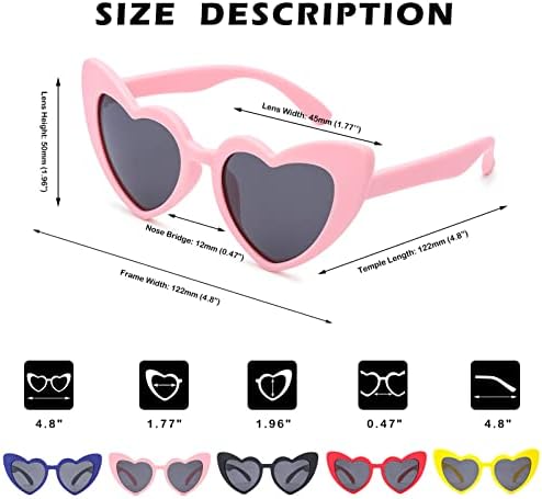 Coasion Деца Поларизирани Срце Девојки Очила За Сонце За Мали Свиткување Очила За Сонце Нијанси возраст 2-8
