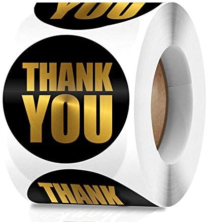 Голема Црна Ви Благодариме Налепници 2 Инчи-Злато Фолија Персоналните Запечатување Круг Етикети, Идеален За Подарок Пакување &засилувач;