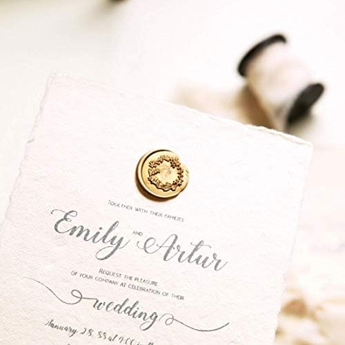 Uniqooo „Со Loveубов“ Дизајн на потпис восок печат со печат со метални антички златни запечатувања восочни стапчиња, совршен декор за покани за венчавки, картички, плик