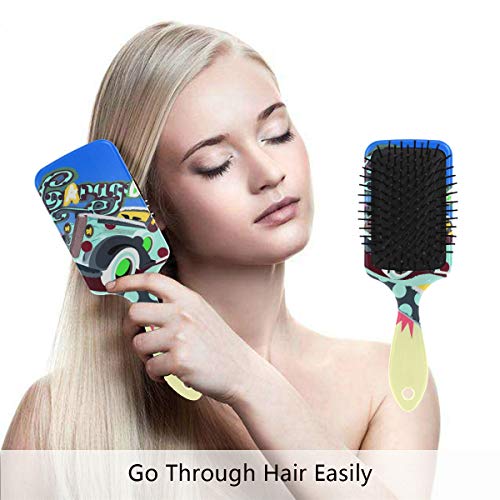 Четка за коса со перничиња од Vipsk, пластични разнобојни графити, соодветна добра масажа и анти статична четка за коса за да се