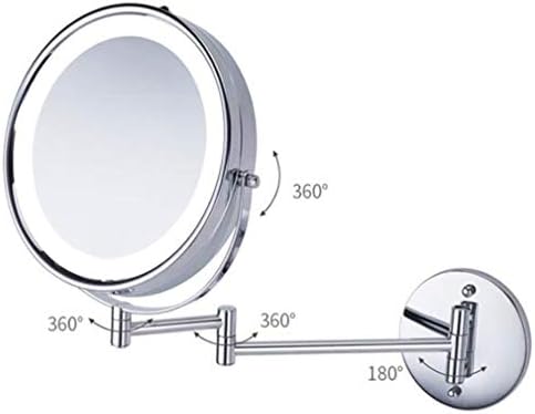Суета огледало за шминка со светла, двострано козметичко огледало монтирано од wallид 5x.