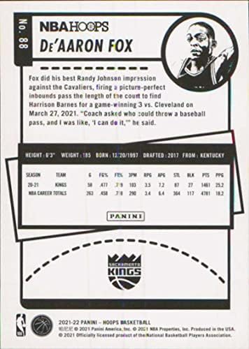 De'aaron Fox 2021-22 Panini Hoops 88 nm+ -MT+ NBA кошаркарски кеси кралеви