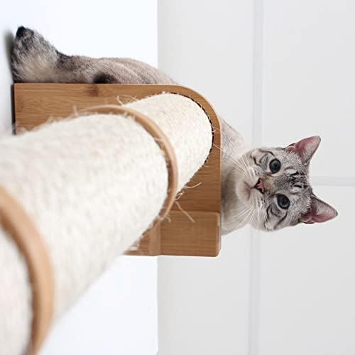 Катастрофални Креации Мачка Гребење Пост-4-Ниво Мачка Ѕид Гребење-Издржлив бамбус &засилувач; Сисал Мачка Гребење Пост-Рачно Изработени