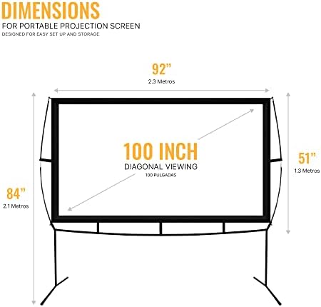 Екран за преносен проектор на Khomo Gear - 100 инчен екран на проектор со Stand - Надворешен и затворен екран на проектори за филмови