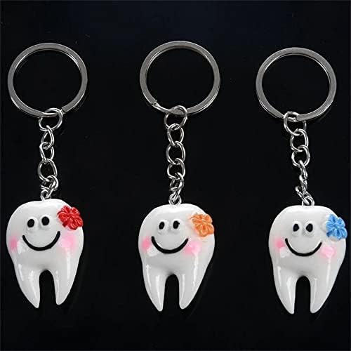 ByBycd Стоматолошки клуч за девојчиња Девојки за подароци за заби заби за заби Клучни прстени смола стоматолошка декорација Прекрасна заби
