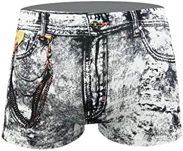 Bmisegm машка долна облека модни шорцеви машки печатени тексас секси боксерски панталони џеб под -долна облека за мажи долна облека 3x