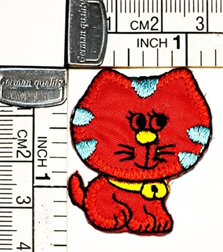 Кленплус 3 парчиња. Мини Црвена Мачка Извезени Железо На Шие На Лепенка За Костим Облека Фармерки Јакни Капи Ранци Кошули Модни
