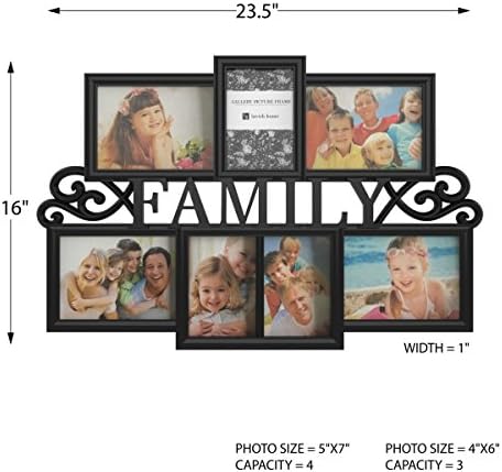 Раскошен дом 80-јака-3 семејна колаж рамка за слики, црна мат