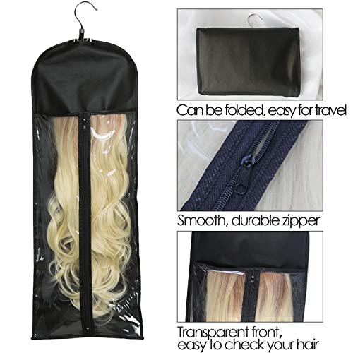 3 Спакувајте Екстра Долга Торба За Складирање Продолжување На Косата Со Закачалка Држач За Перики Торба За Чување Перики Кутија За Носење За