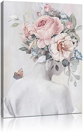 Atената Ателиишу во цветна позадина на задниот поглед на wallидното платно сликарство со пеперутка платно уметност за спална