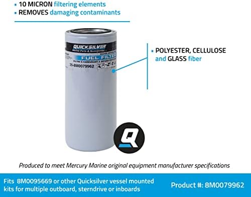 Quicksilver 8M0079962 Елемент за филтрирање на гориво со голем капацитет за одвојување на вода