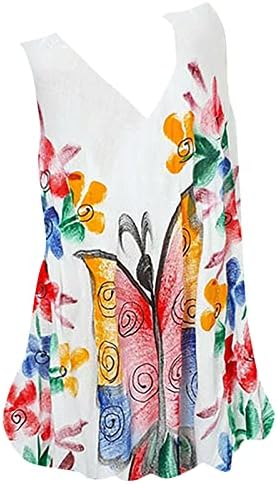 Есен летен салон со највисока кошула за елек за дами без ракави v вратот графички принт цветни камизолни резервоари врвот јо јо