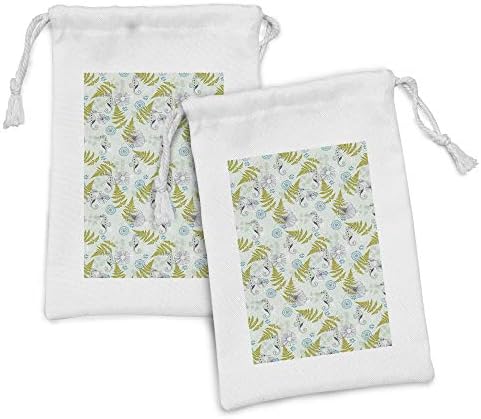 Сет на торбичка за морски ткаенини Амбесон од 2, природна тема морски лисја и лисја од лисја и школки, мала торба за влечење за