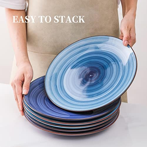 Китхентур големи керамички чинии со тестенини со 10 -инчни големи чинии за вечера сет од 6