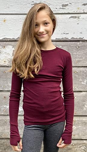 Чиста мерино волна Детска кошула термичка долна облека со долги ракави, природен и органски топол основен слој долг nsонс, унисекс