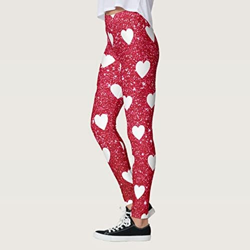 Хеланки за жени в Valentубени задник за кревање на срцев дел од срце, печатени хулахопки панталони меки четкани панталони за тренингот