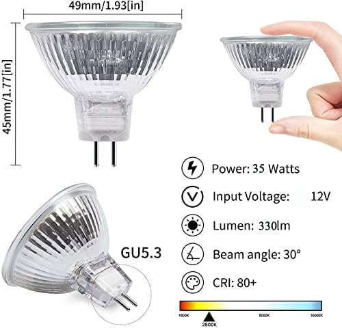 Мр16 Халогени Светилки 8 Пакувајте Халогена Светилка 35В, 12В, Г5.3 Основни Топли Бели Халогени Светилки За Пејзажна Светлина,