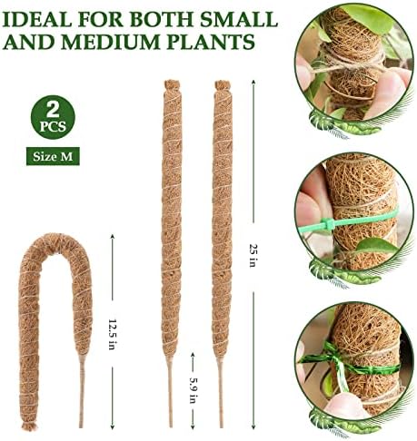 Lmaive Moss Pole, Moss Pole за растенија Monstera, 2 парчиња 25 '' Поддршка за растителни стапчиња за затемнување, растителни