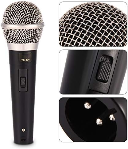 Динамички микрофон на дауерхафт, цинк легура караоке микрофон рачен професионален жичен динамичен микрофон чист глас, за перформанси во