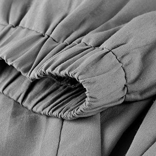Нулаирт капри панталони за жени плус големина, женски постелнина исечени панталони летни високи половини печатени џебови глуждот каприс