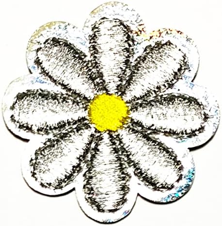 Кленплус 3 парчиња. Сребрена Маргаритка Лепенка Убави Цвеќиња Цветно Железо На Лепенка Извезена Апликација Шие На Лепенка За Облека