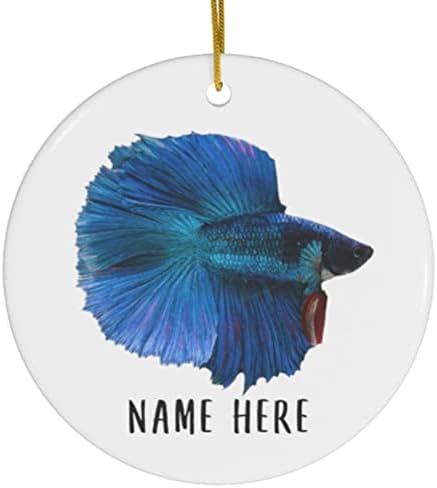 Лично име Бета риба сини подароци 2023 Керамички украси за Божиќни кругови Керамички керамика