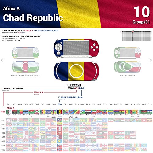 Sony PSP-E1000 / E1004 Дизајн на кожата „Знаме на Чад Република“ Налепница за декорации за PSP-E1000 / E1004